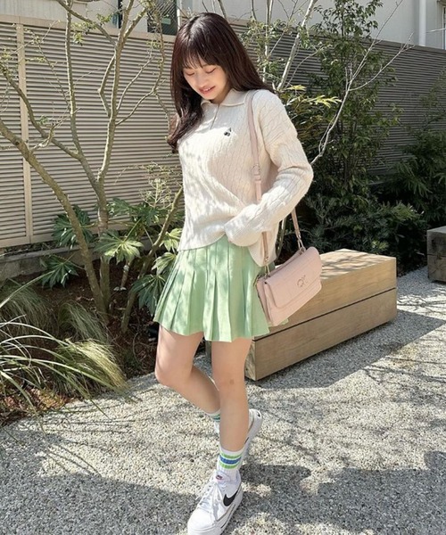 ニット セーター CHERRIES KNIT POLO / ニットポロ レディース Chick ニット セーター CHERRIES KNIT POLO / ニットポロ
