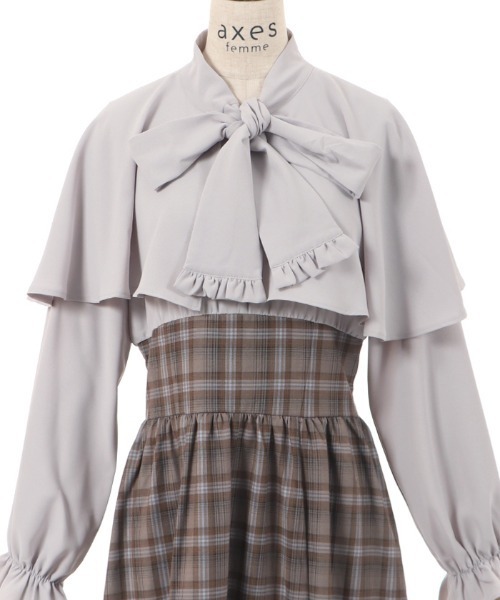 新品タグ付　ダイアグラム　ケープワンピース　ビジュー　シフォン　日本製　上品　黒 ビジューミニワンピース / GRACE CONTINENTAL | GRACE
