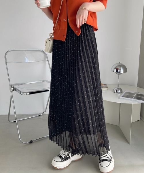 Ada. スカート ウエストゴム シフォン プリーツスカート : ZOZOTOWN