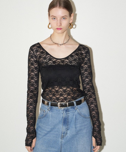 tシャツ 2way lace top／2wayレーストップス レディース