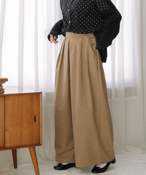 パンツ POOU POU DOU パンツ サイドボタンタックワイドパンツ レディース