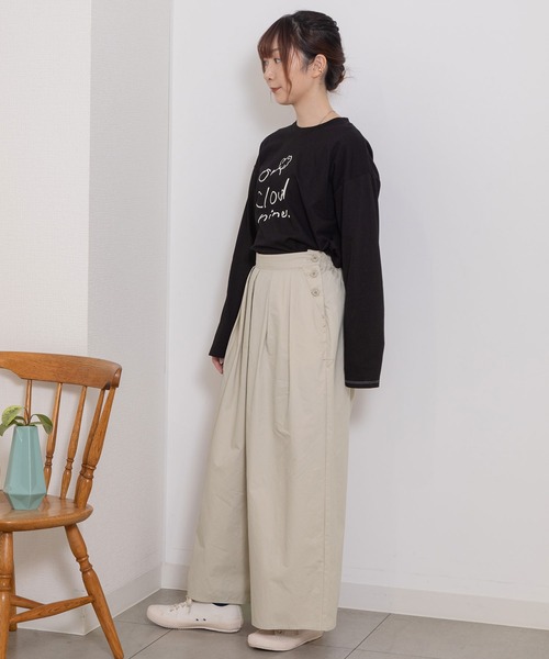 パンツ POOU POU DOU パンツ サイドボタンタックワイドパンツ レディース
