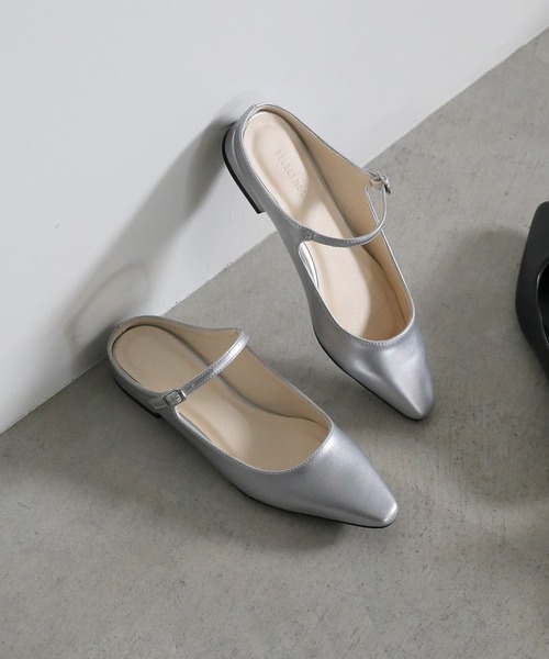 美品　プラダ　PRADA メリージェーン　フラットミュール　シルバー　36.5 select MOCA（セレクトモカ） サンダル ミュール メリージェーン