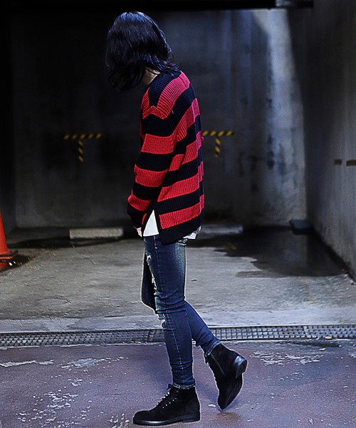 「RATTLE TRAP」 長袖ニット M ライトベージュ メンズ_画像5