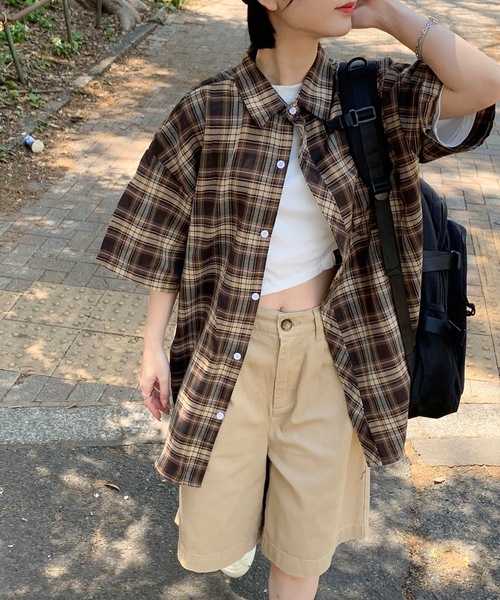 シャツ ビッグシルエット チェックシャツ メンズ レディース