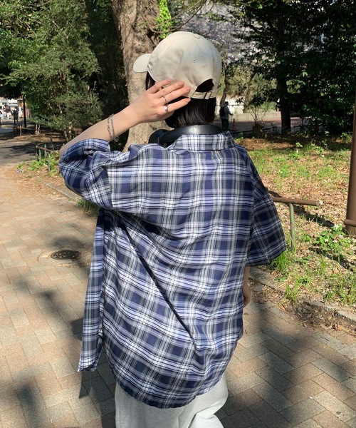 メンズ チェック柄シャツ ビッグシルエット G00386 シャツ ビッグシルエット チェックシャツ メンズ レディース