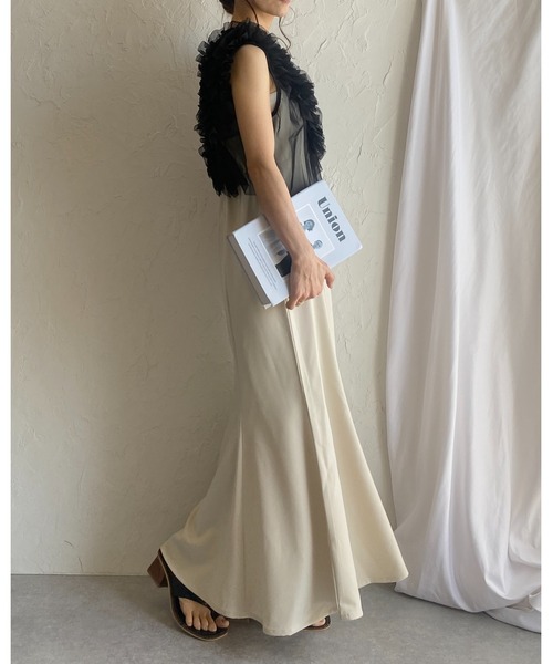 She's Closet ベスト ジレ シアーフリルチュールショート丈