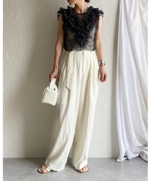 She's Closet ベスト ジレ シアーフリルチュールショート丈