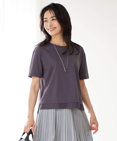tシャツ 「接触冷感」コットンスムース カフス袖 カットソー レディース