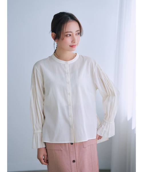 ブラウス シャツ ピンタックスリーブブラウス「低身長・小柄女性