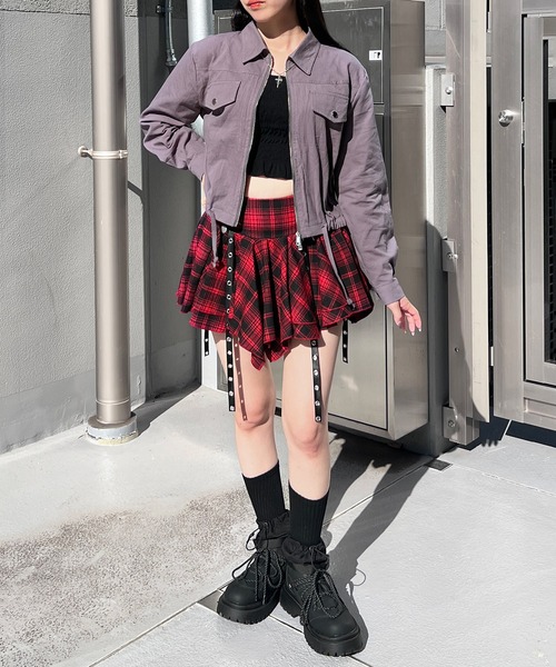 ブラウス シャツ 「セットアップ可能」フロントZIPクロップドシャツ レディース セットアップ可能】フロントZIPクロップドシャツ(S ネイビー