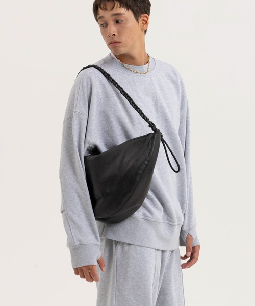 Nanmo. ショルダーバッグ 2wayブレイドレザーバッグ メンズ
