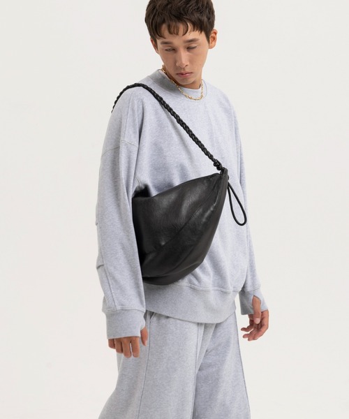 Nanmo. ショルダーバッグ 2wayブレイドレザーバッグ メンズ