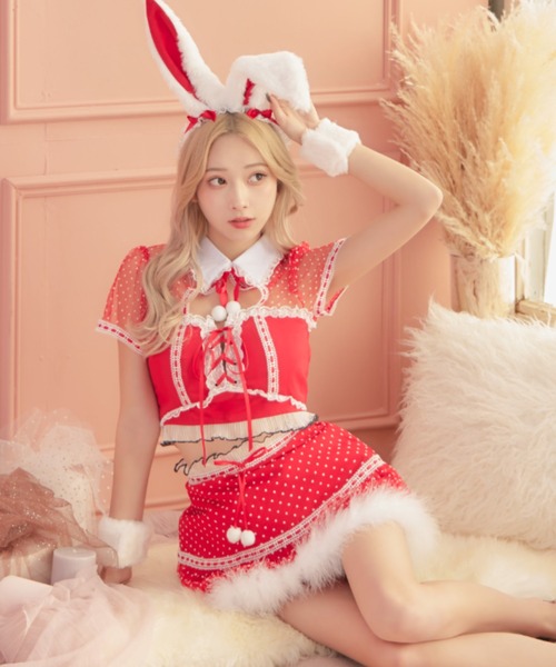 sugar nine コスプレ ドットチュールバニーセットアップサンタコスプレ