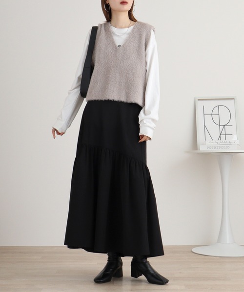 ベスト ジレ Eglantine フェザーヤーンVネックベスト レディース EGLANTINE ベスト ジレ Eglantine フェザーヤーンVネックベスト