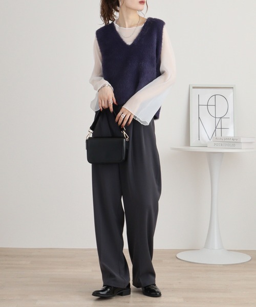EGLANTINE ベスト ジレ Eglantine フェザーヤーンVネックベスト