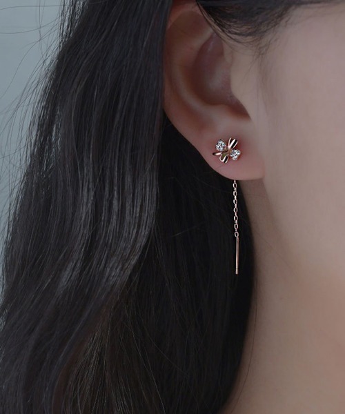 Lace Ladies（レースレディース） ピアス ビジュー クローバー ロング