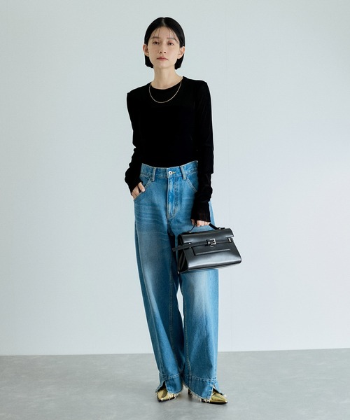 ADAM ET ROPE' tシャツ 「洗える」クルーネックフロッキー
