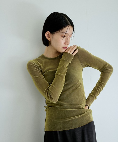 ADAM ET ROPE' tシャツ 「洗える」クルーネックフロッキー
