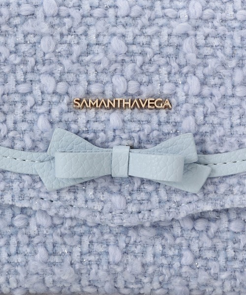 【新品未使用品】SAMANTHAVEGA ツイードリボン折財布 サマンサベガ SAMANTHAVEGA ツイードリボン折財布 (ライトブルー