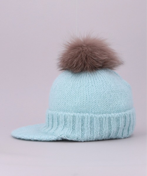 CA4LA ネイビー ポンポン付きニット帽 CA4LA ポンポン付きニット帽
