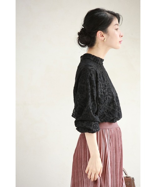 tシャツ （黒）ふんわり纏う黒花レースプルオーバートップス レディース cawaii tシャツ （黒）ふんわり纏う黒花レースプルオーバー