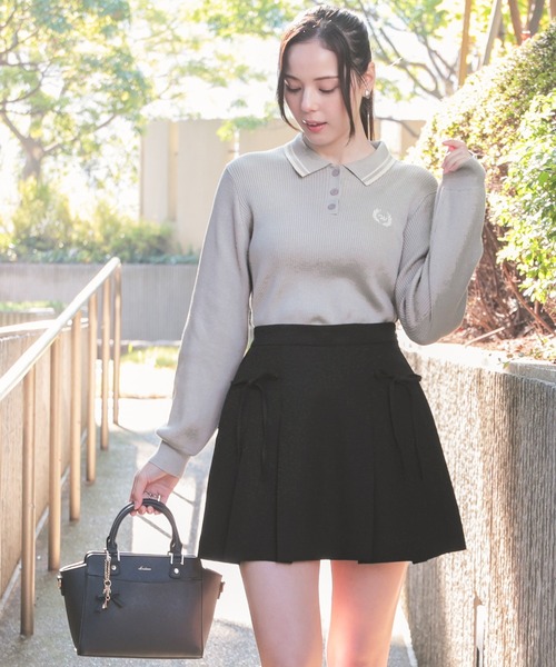 Honeys（ハニーズ） ポロシャツ ポロ 衿付ニットトップス レディース