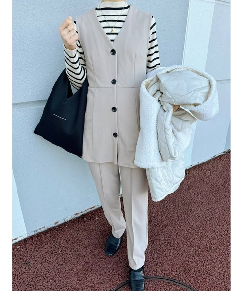 レディース ジレ セットアップ ペプラムジレ＋ パンツ 有 春 | S/M/L/LL | ニッセン nissen nissen（ニッセン）の「ジレセットアップ（ペプラムジレ＋パンツ