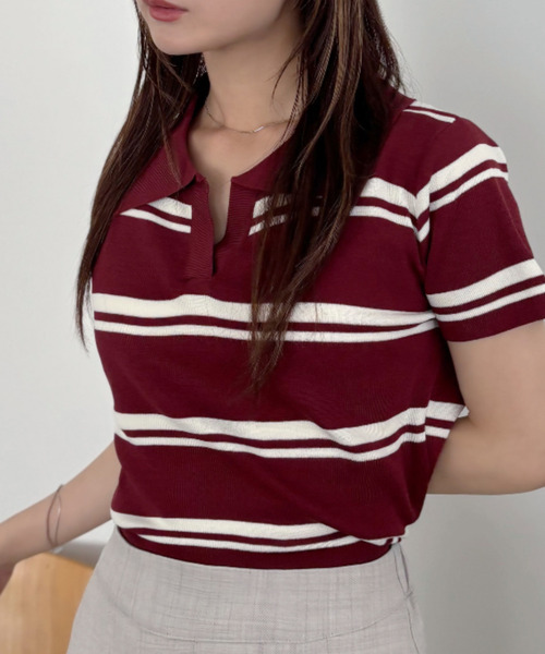 Supreme ポロシャツ ブラウン ボーダー Supreme（シュプリーム） 18AW Striped L/S Polo ストライプ ポロ 長袖