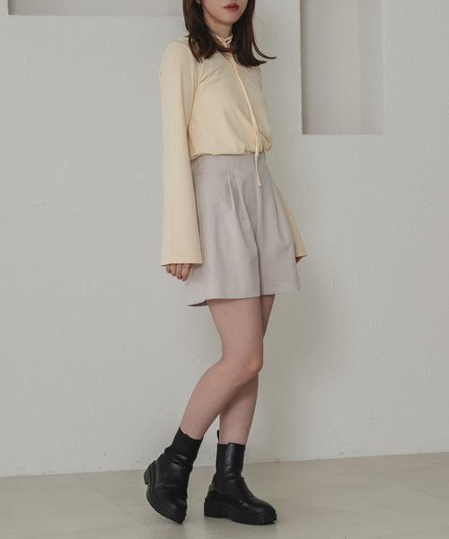 raffime（ラフィミー） パンツ タックハイウエストショートパンツ