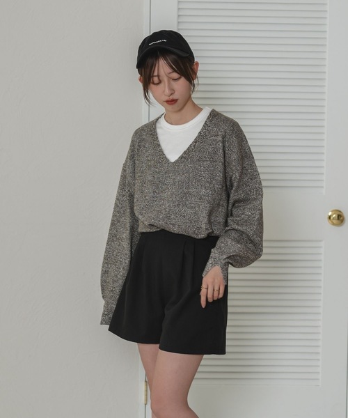 raffime パンツ タックハイウエストショートパンツ レディース