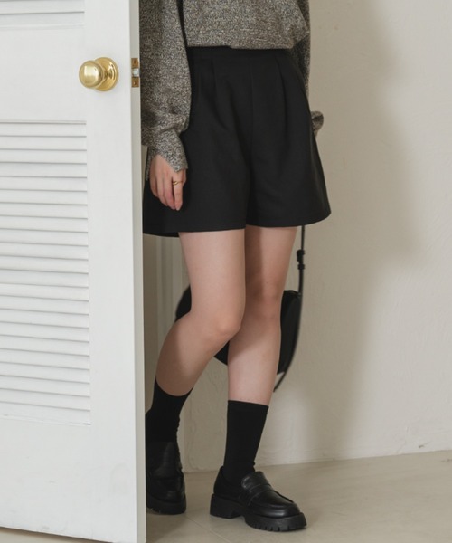 raffime パンツ タックハイウエストショートパンツ レディース