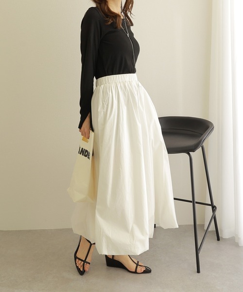【ELLIE】サテンバルーンスカート ホワイト ボリューム ロングスカート 楽天市場】[低身長サイズ有]サテンバルーンロングスカート レディース