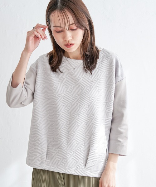 Kayaページです☆ ikka（イッカ） tシャツ フクレジャガード7分袖プルオーバー