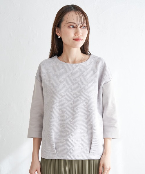 あきのページ ikka（イッカ） tシャツ フクレジャガード7分袖プルオーバー