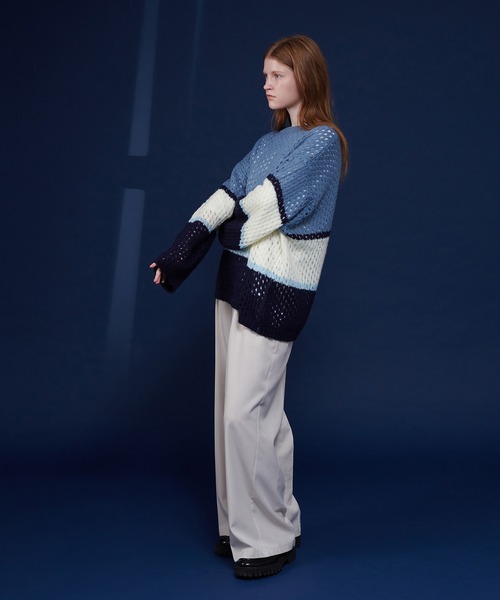 「ONCILY」 長袖ニット LARGE ブルー メンズ_画像7