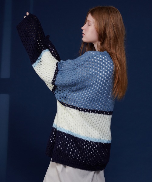 「ONCILY」 長袖ニット LARGE ブルー メンズ_画像8