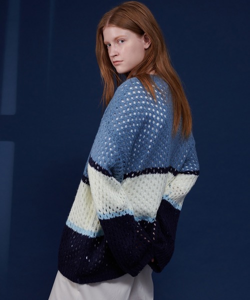 「ONCILY」 長袖ニット LARGE ブルー メンズ_画像9