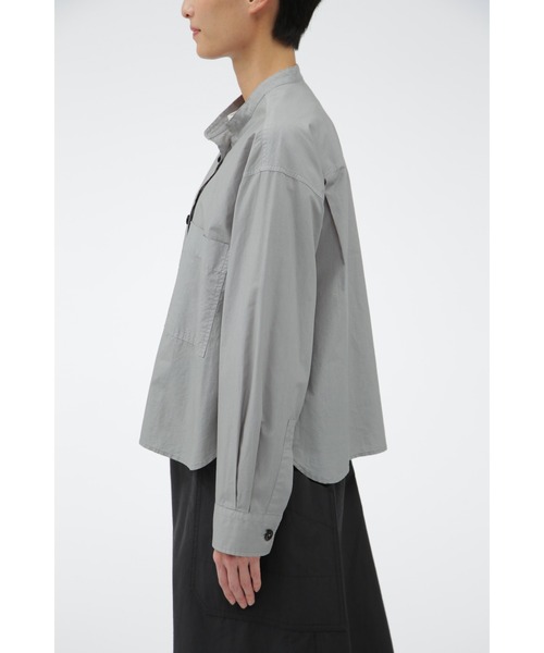 トップス MHL. COTTON RAMIE POPLIN MID GREY MHL./COTTON RAMIE POPLIN SS SHIRT (MID GREY)