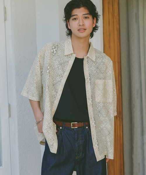 ❤︎次回発送7.9❤︎ RAGEBLUE シャツ レースデザインシャツ/シアーシャツ メンズ