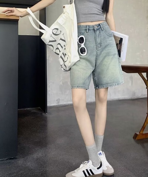NECOYEP デニムハーフパンツ ルーズフィットジーンズ ショーツ NECOYEP デニムハーフパンツ ルーズフィットジーンズ ショーツ