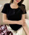 ヘンリーネック tシャツ 半袖 スタイルアップ...の詳細画像4