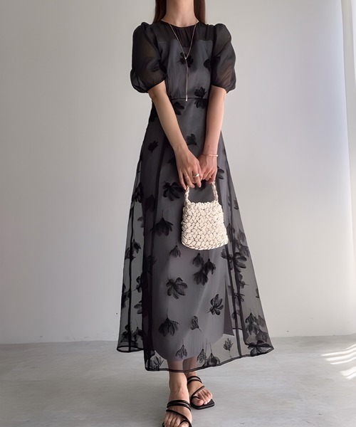 JUNOAH ワンピース シアーフラワーマーメイドワンピース : ZOZOTOWN