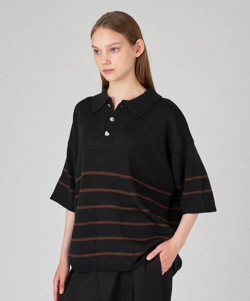 ポロシャツ ポロ Anti-static polo shirt レディース メンズ ONCILY ポロシャツ 25ss SILVER BUTTON POLO SHIRT / シルバー