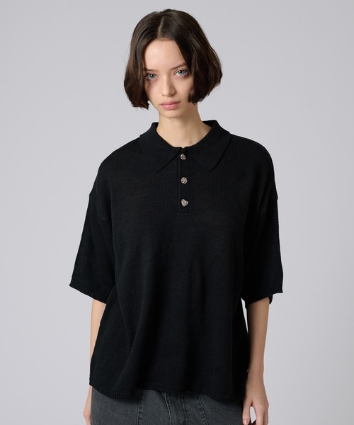 ONCILY（オンシェリー） ポロシャツ 25ss SILVER BUTTON POLO SHIRT