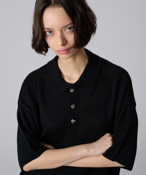 美品♡清楚シェルボタンポロシャツ ONCILY（オンシェリー） ポロシャツ 25ss SILVER BUTTON POLO SHIRT