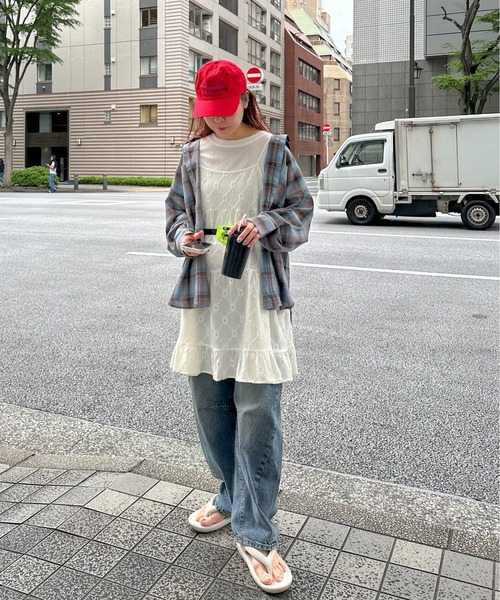 PILIT ワンピース カットレース ティアードキャミワンピース