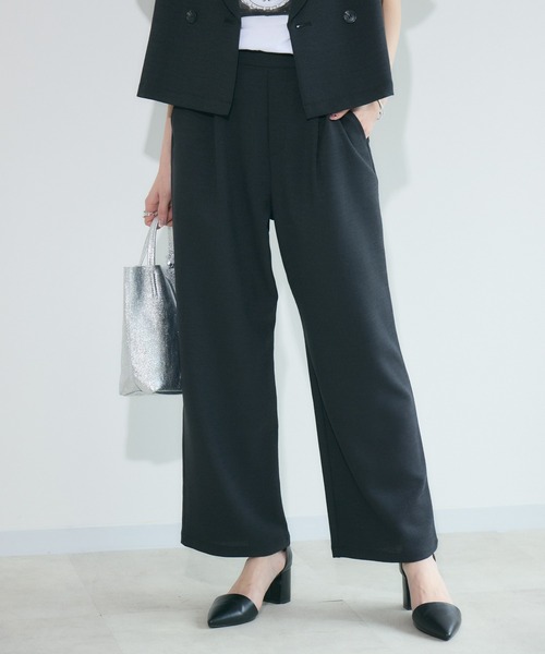 Limue スラックス パンツ ジオメトリックプリントドロストパンツ