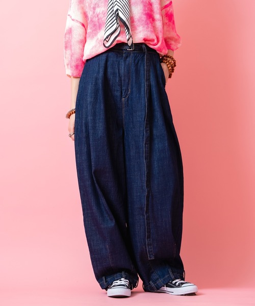 ジーンズ a.p.o.v. ベルトループ裾＆ロングベルトウエストドレープ