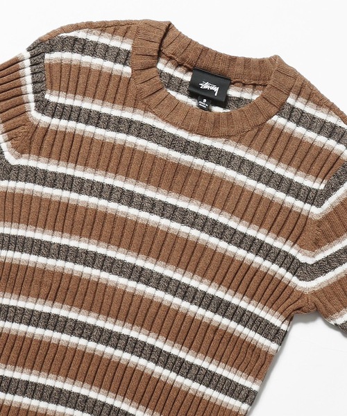 ニット セーター STUSSY/ステューシー RIB STRIPE SS SWEATER セーター 半袖リブニット レディース STUSSY ニット セーター STUSSY/ステューシー RIB STRIPE SS